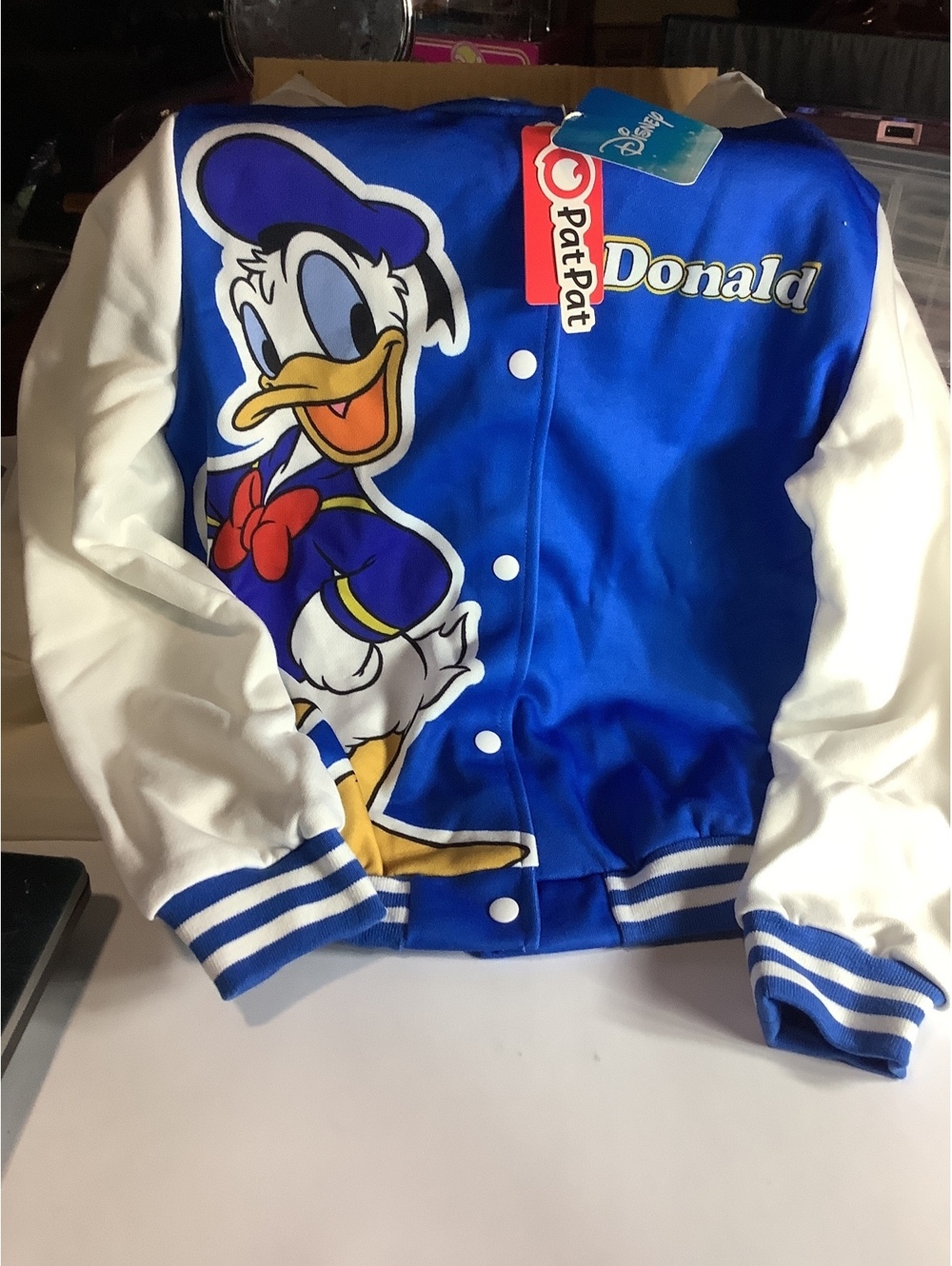 Disney PatPat Donald Duck Kids Varsity Jacket Size 8-9Y